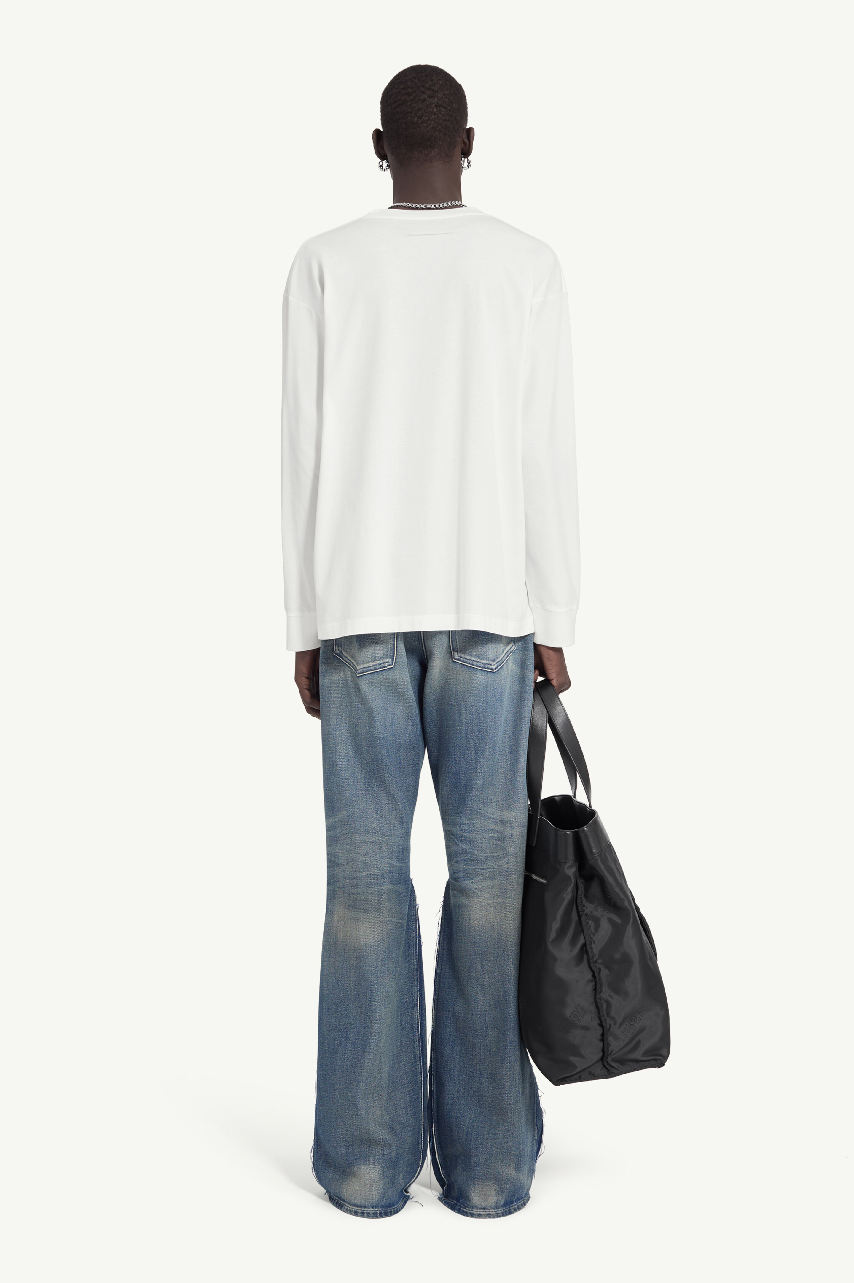 T-shirt en coton avec surpiqûres blanches pour homme | MM6 Blanc