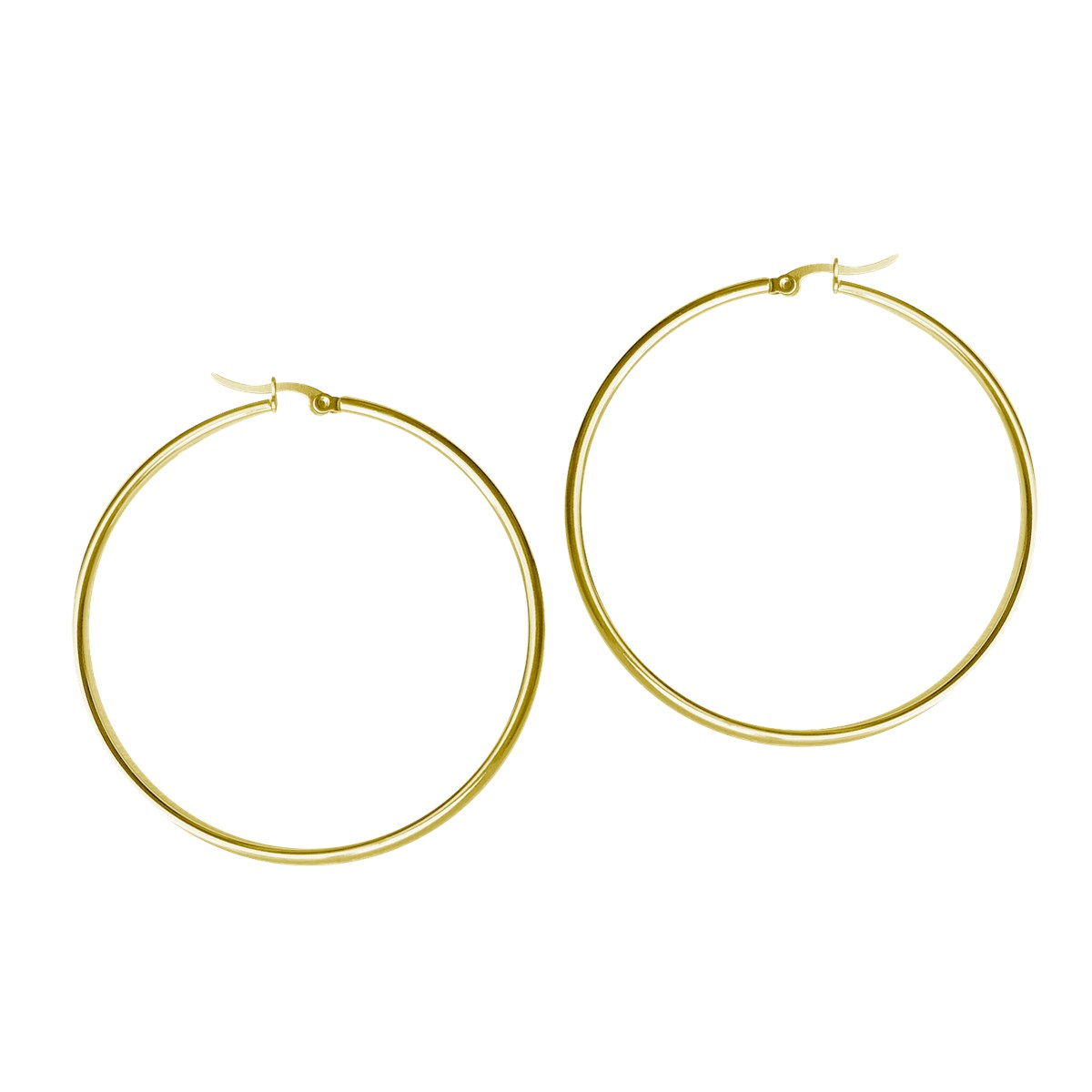 Boucles d'oreilles créoles acier doré jaune 5,5cm