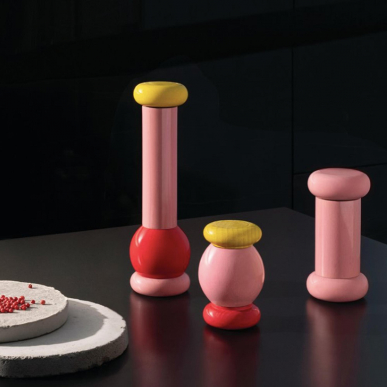 Alessi Sotsass peper- en zoutmolen small zwart