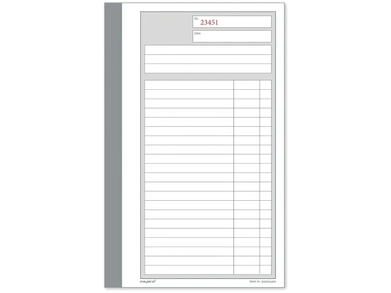 Duplikatbog, Mayland, 100 blade, 108 x 200 mm