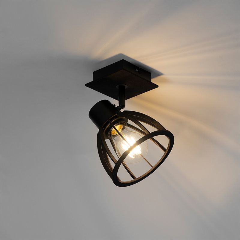 Industriële wandlamp zwart draai- en kantelbaar - Fotu