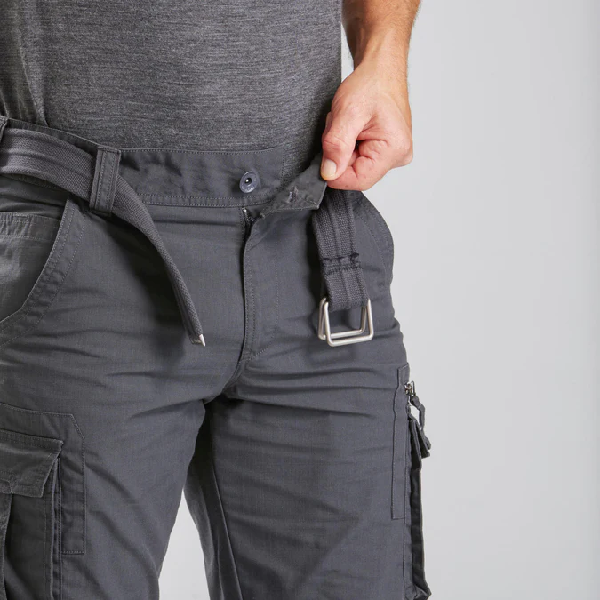 Decathlon Forclaz - Calça Cargo Masculina Forclaz para Viagem e Mochilão - TRAVEL 100 Cinza
