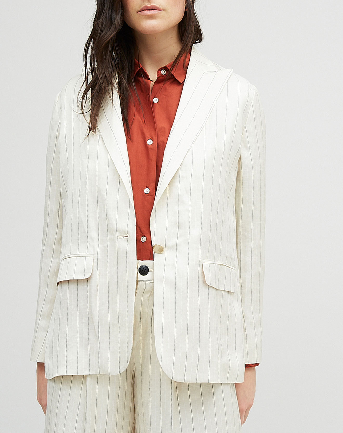 Chloé Stora Veste en Lin mélangé Valerio écrue