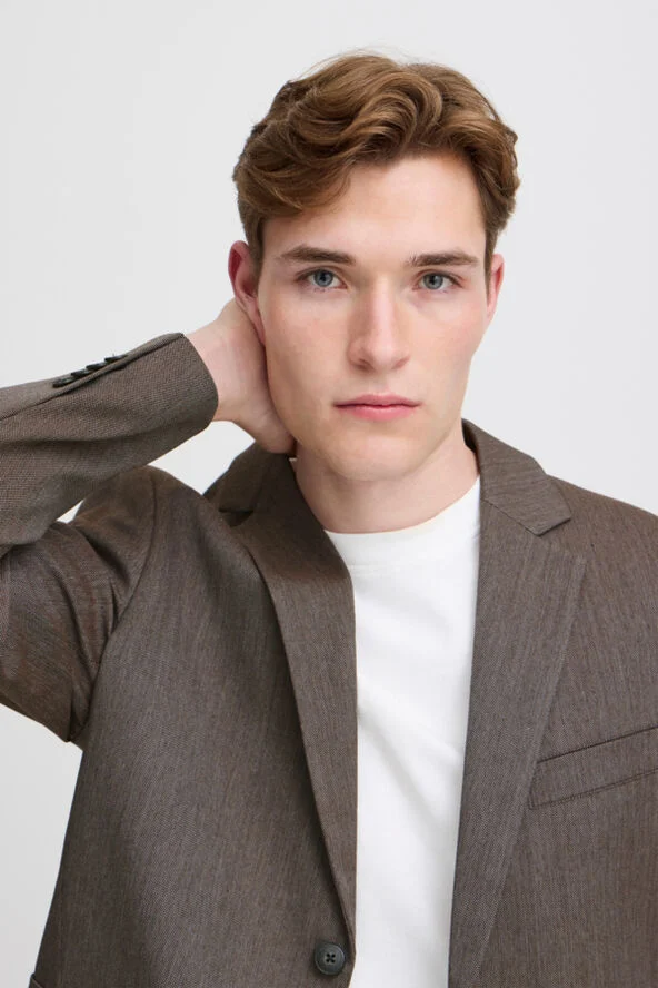 Casual Friday CFBILLE 0169 tweed weave blazer Silver mink melange