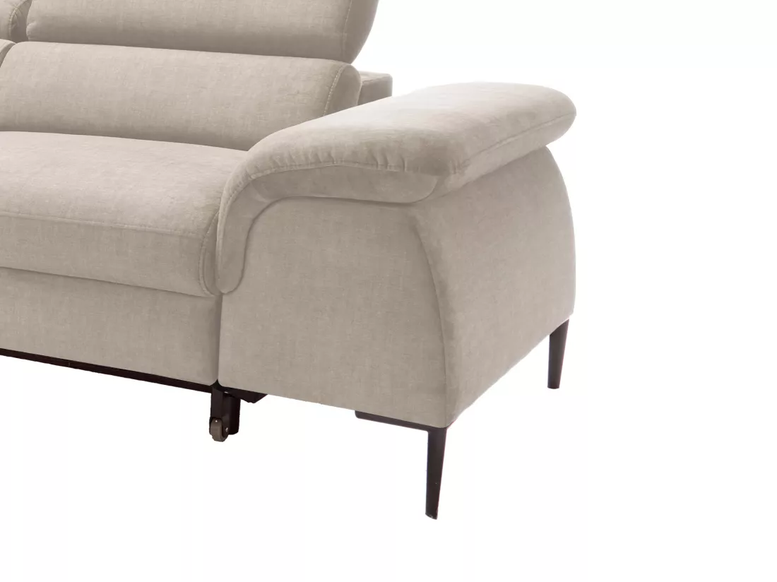 Canapé d'angle gauche convertible en velours beige SEPINA de Pascal Morabito