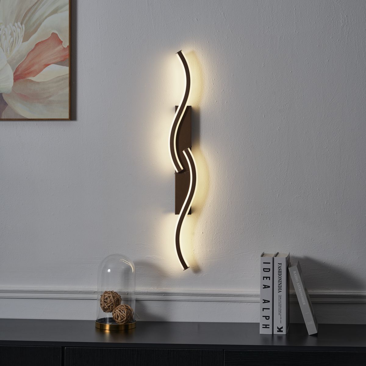 Design wandlamp donker brons 3-staps dimbaar 2-lichts - Bummy