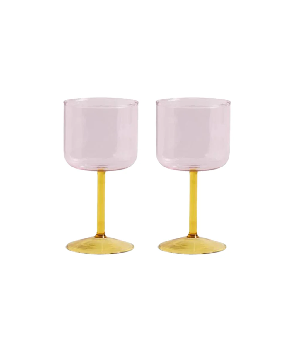 HAY  Tint vinglas, sæt af 2  - Pink and yellow