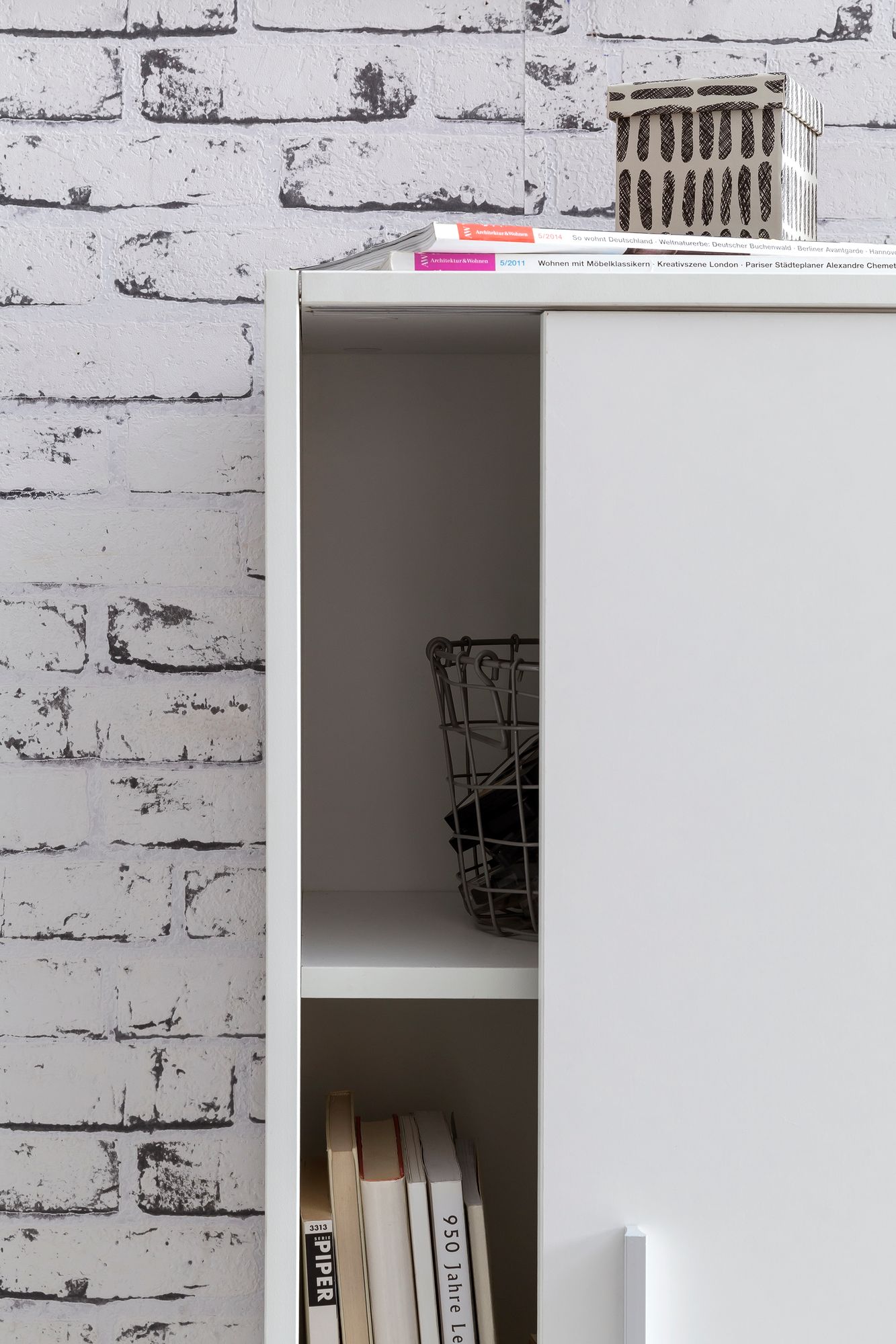 FineBuy Kommode Schiebetürenschrank Büro Aktenschrank Sideboard 60 cm Breit Weiß