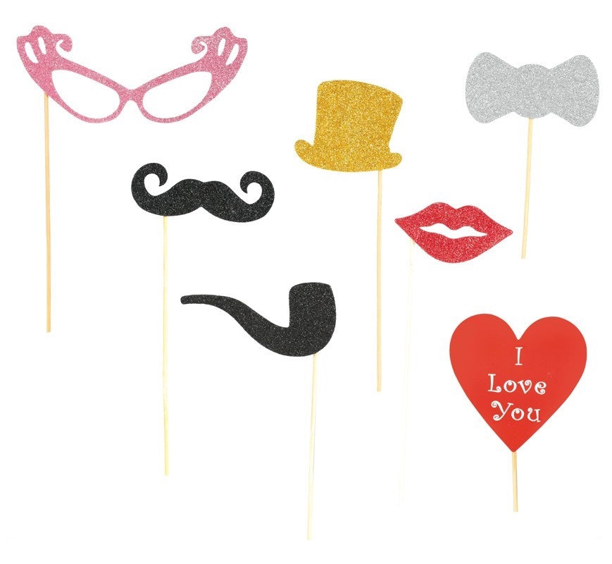 Photobooth Props Glitter 6st