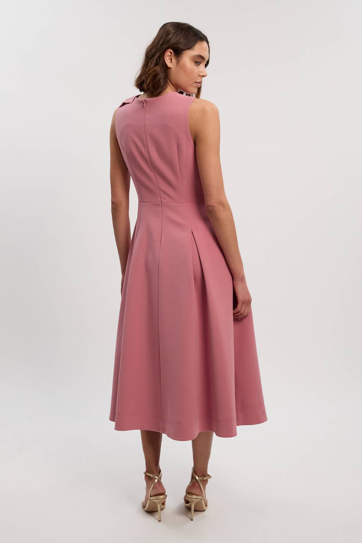 KarenMillen Robe Midi Ajustée à Détail Nœud Papillon au Col en Tissu Stretch Compact