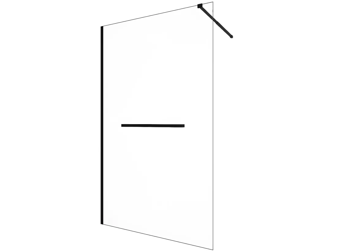 Paroi de douche à l'italienne avec porte-serviette - 120 x 200 cm - Noir mat - Verre trempé - KRISTEN