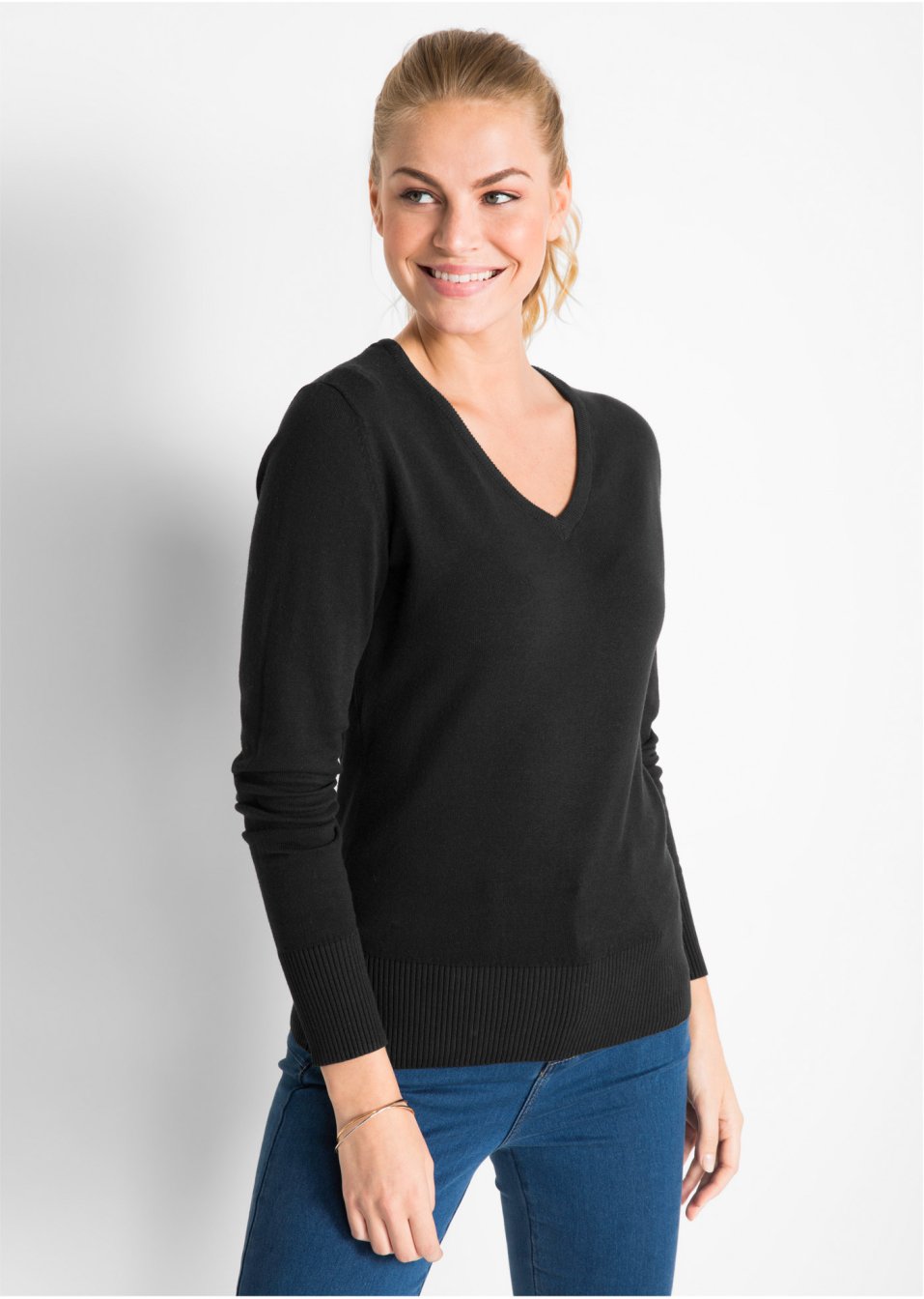 Pull col en V en fine maille