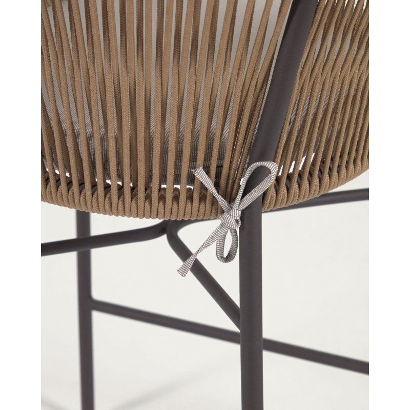 Tabouret Yanet - corde - pieds acier galvanisé H 80 cm