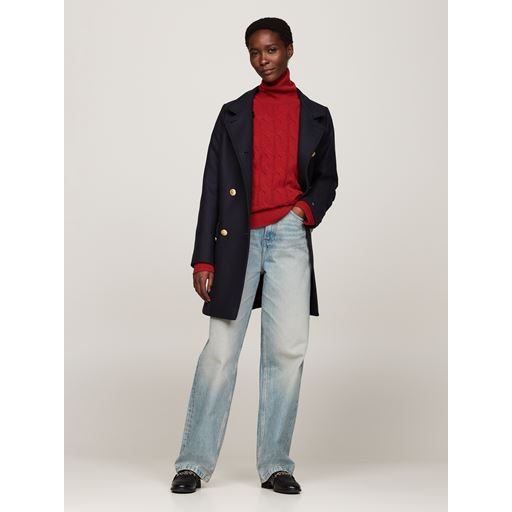 Tommy Hilfiger Wool Blend Slim Funnel Frakke, Desert Sky, 42