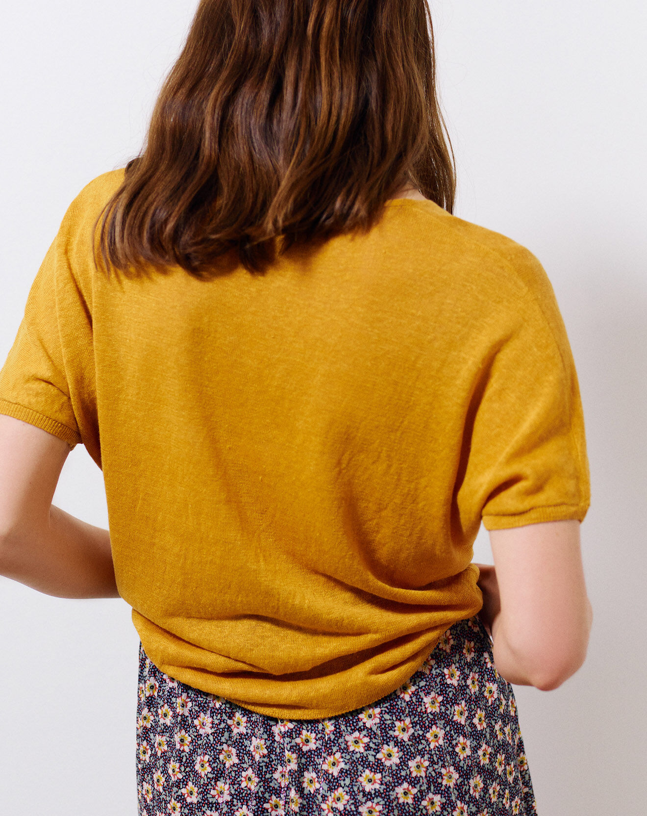Caroll Pull manches courtes 100% Lin Milane safran