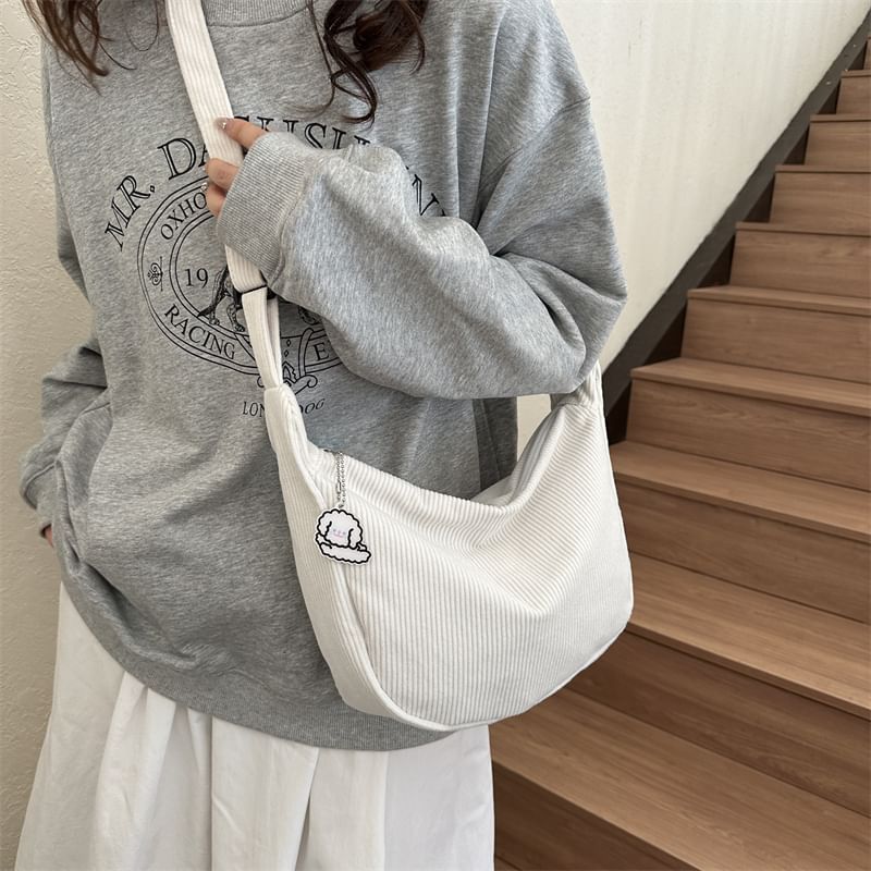 Maorong - Set: effen corduroy crossbody tas + tasbedel