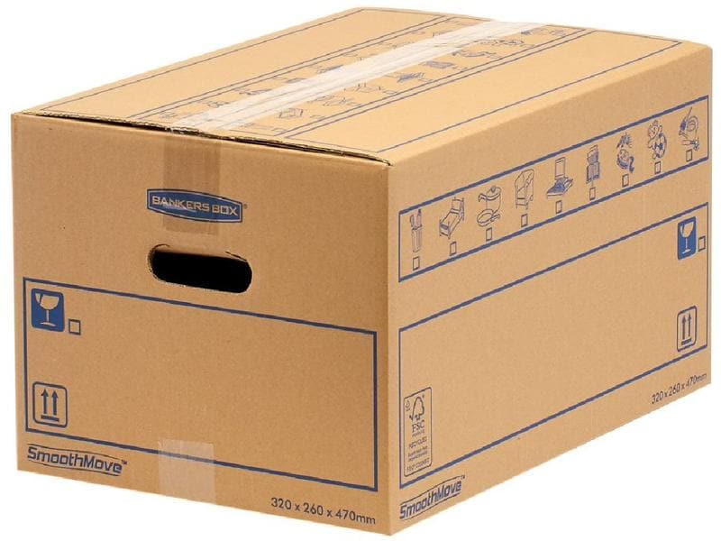 Fellowes Umzugsbox Smoothmove C-Flute Braun, 10Stk. Standard Umzugskarton mit Beschriftungsfeld