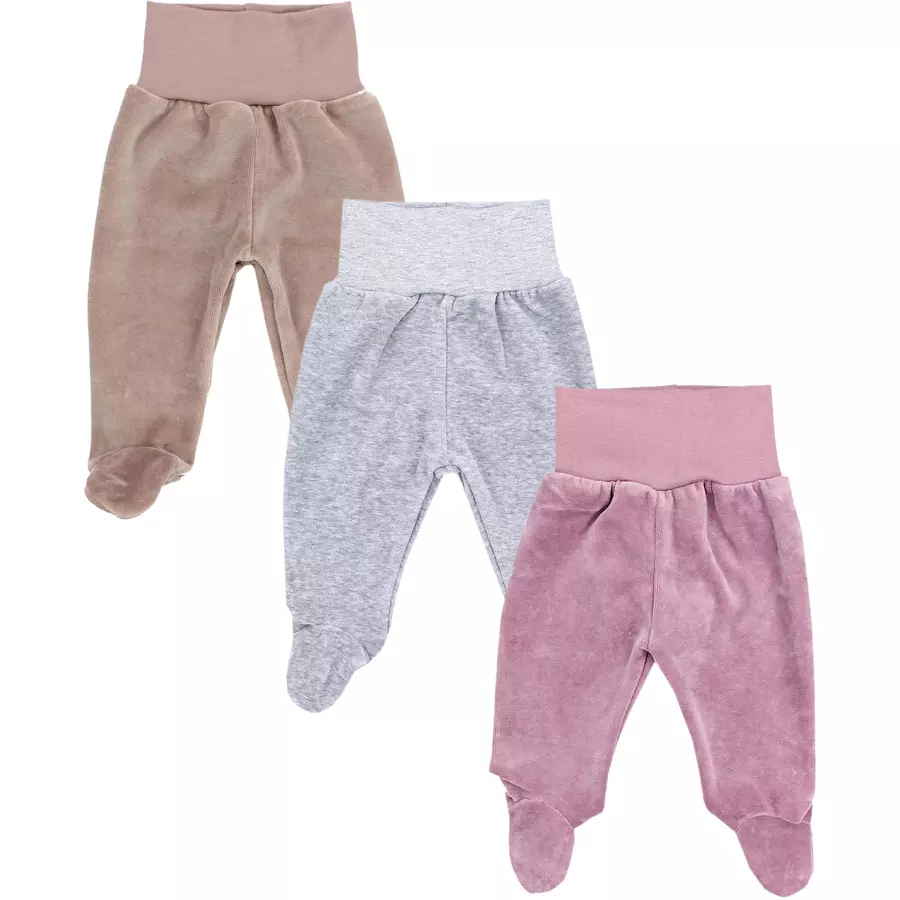 TupTam Mädchen Nicki Baby-Hose mit Fuß 3er Pack beigerosa