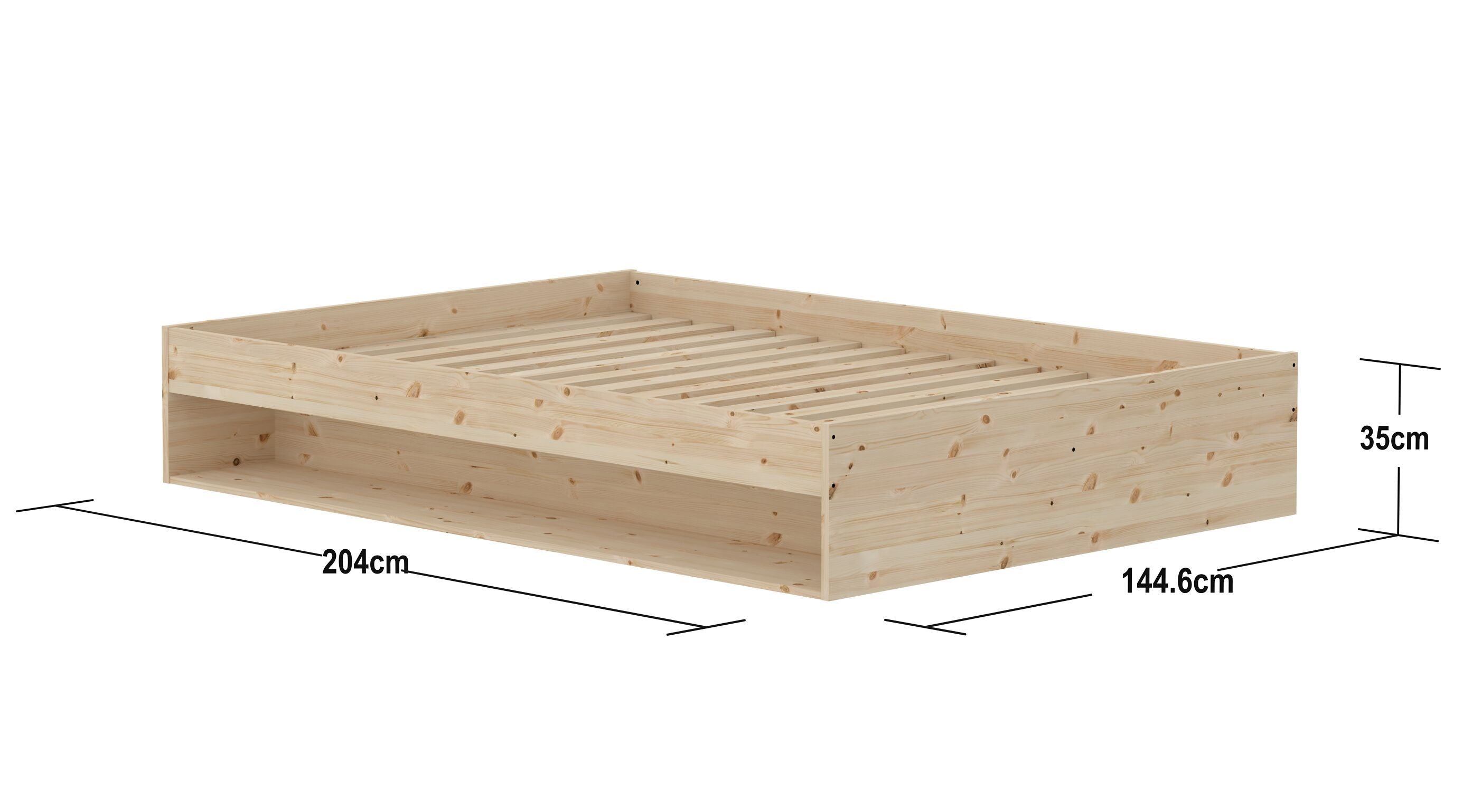 Flexa GROW Bett - Kiefer natur / B: 144.6 cm x T: 204.0 cm x H: 35.0 cm