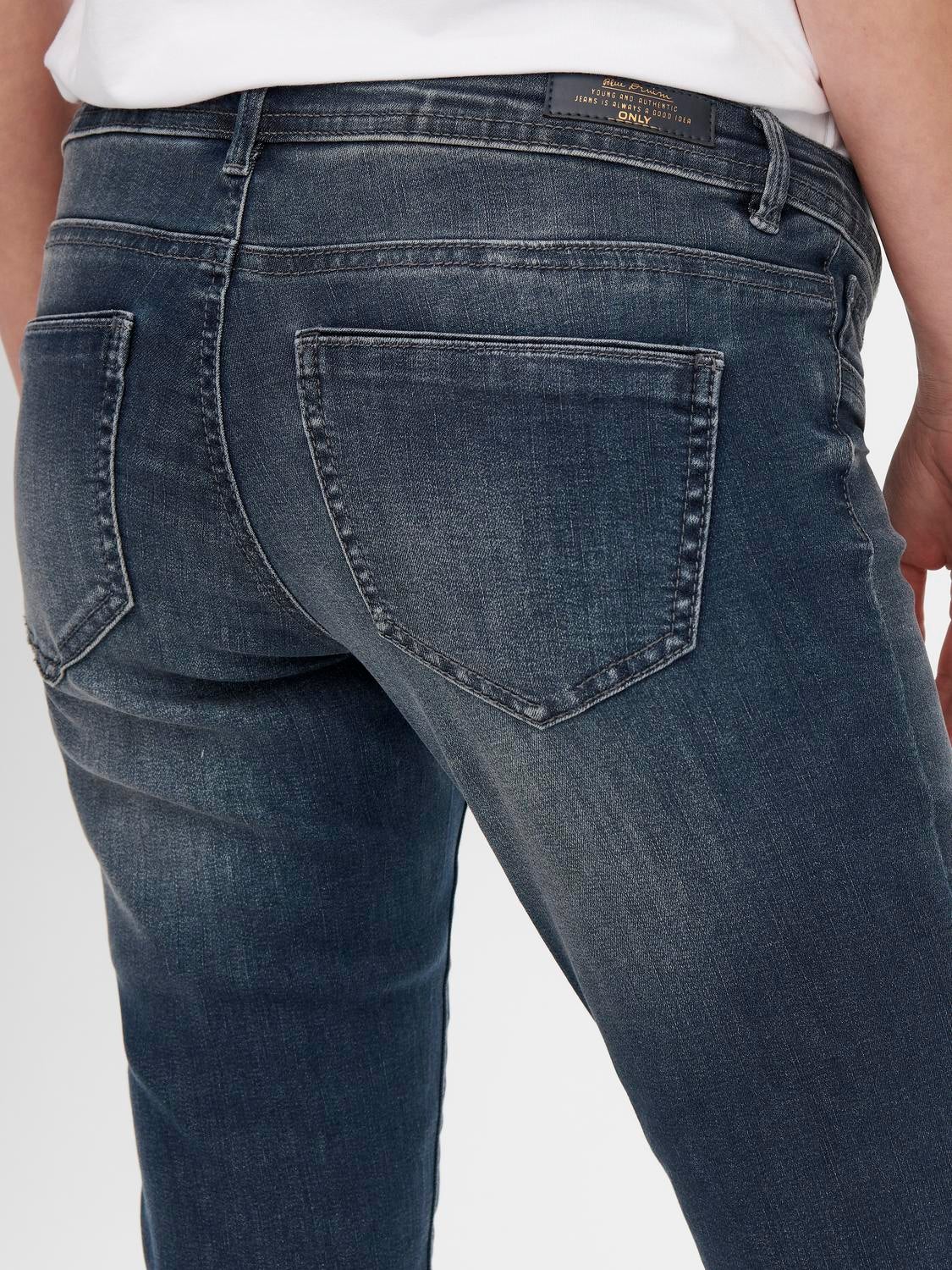 OLMWAUW Mittlere Taille Skinny Fit Jeans Blue Black Denim