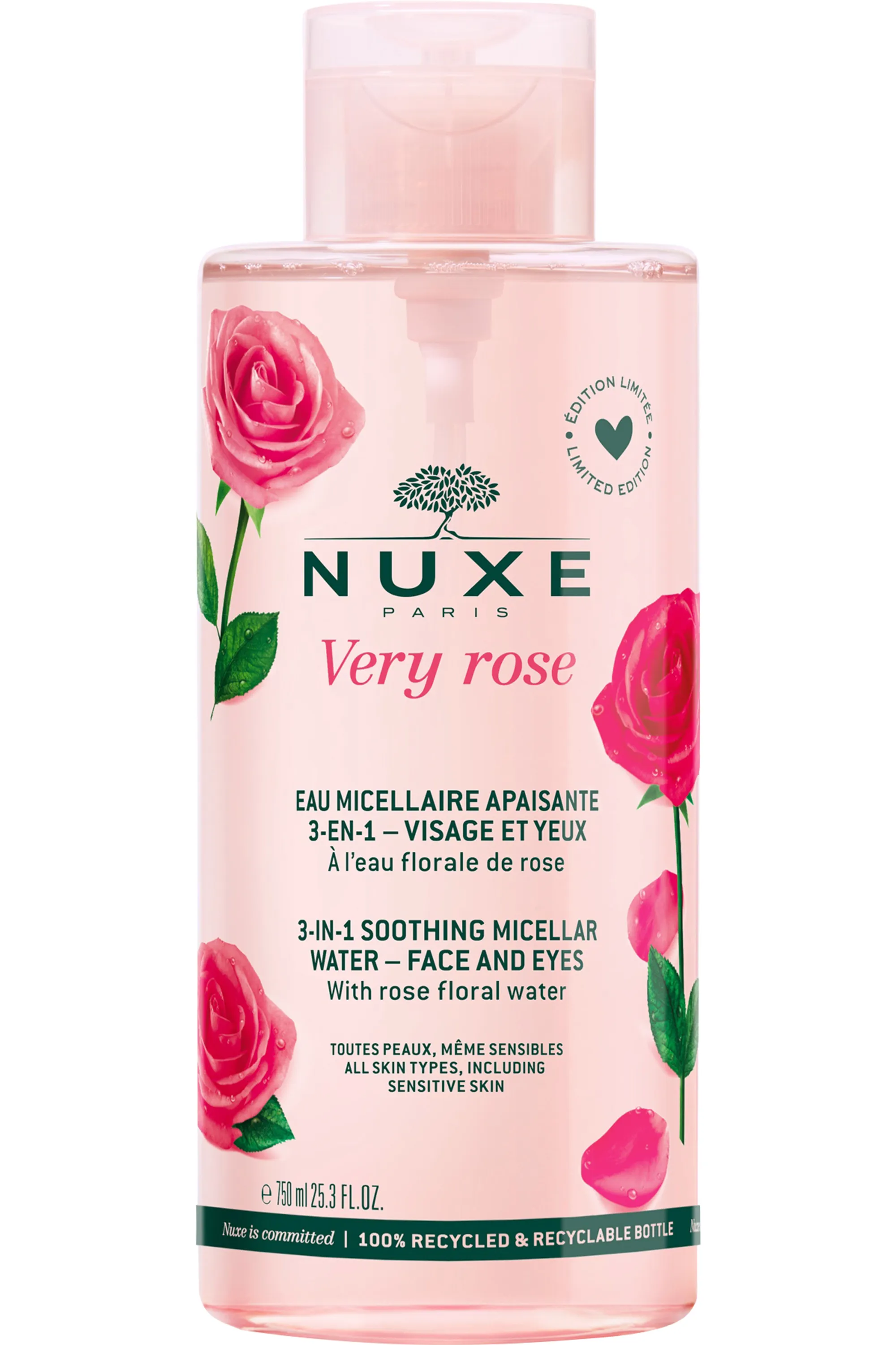 Nuxe Eau micellaire apaisante 3-en-1 Very Rose-100 ml
