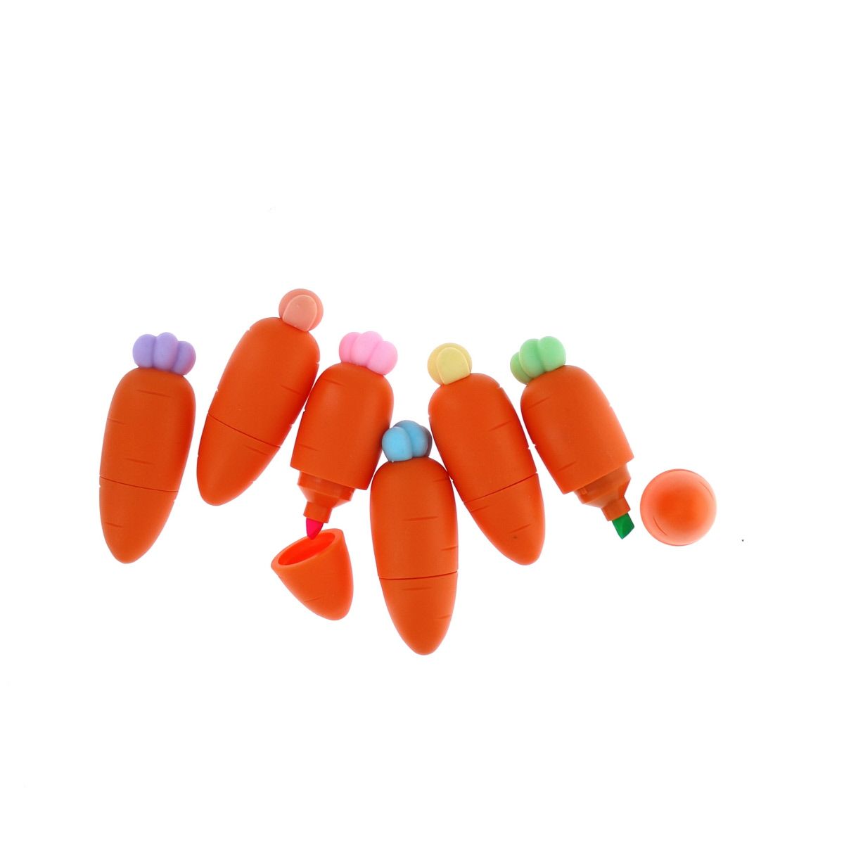 Lot de 6 surligneurs carottes Roodoudou