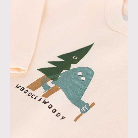 Tee-shirt manches longues en jersey fin   écru avalanche        de               Petit Bateau