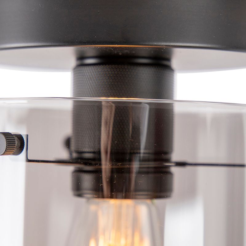 Smart plafondlamp zwart met smoke glas incl. Wifi ST64 - Dome