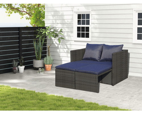 Garden Place Carter 3-in-1 multifunctionele balkonmeubelset, 2-4 zitplaatsen, 4-delig, antraciet rotan, inclusief zitkussens