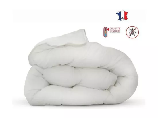 Couette anti-acariens - 220 x 240 cm - Chaude - 400 g/m2 2 personnes - Blanc - ABEIL