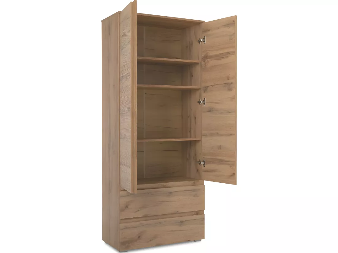 Vaisselier 2 portes 2 tiroirs effet chêne 80 cm - Medea