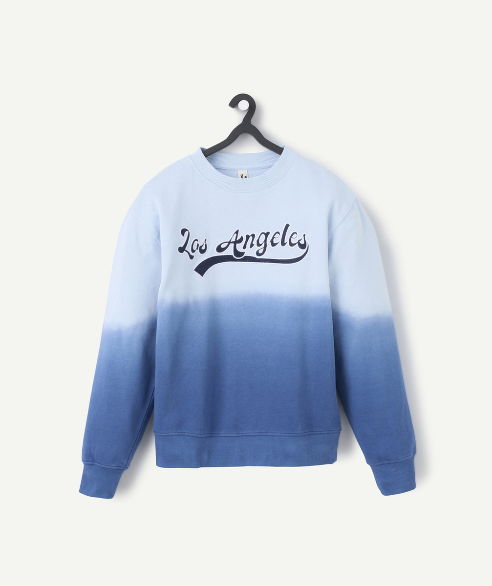 sweat deep and dye manches longues garçon en coton bio bleu clair et bleu marine