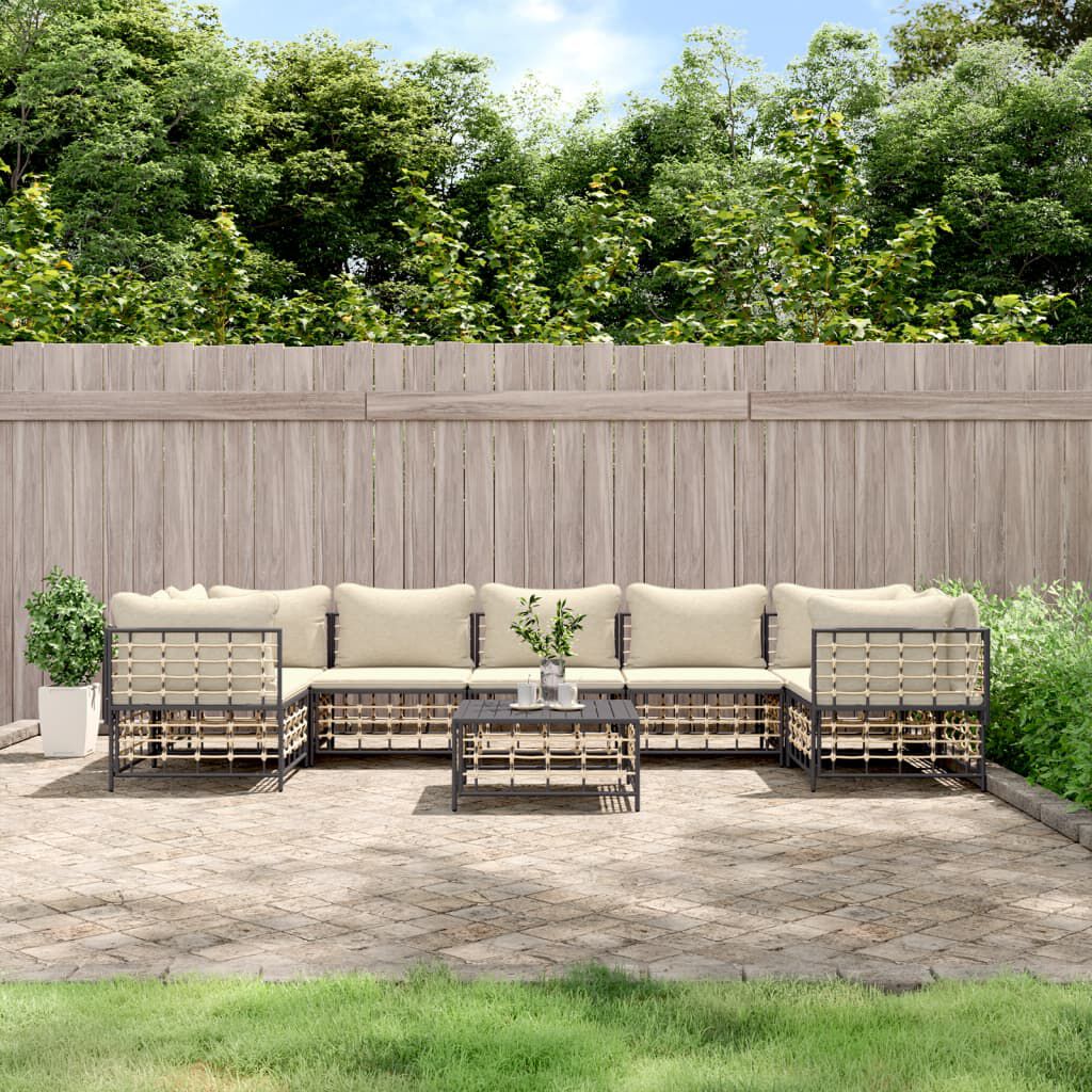 vidaXL 8-delige tuinloungeset met kussens, antraciet
