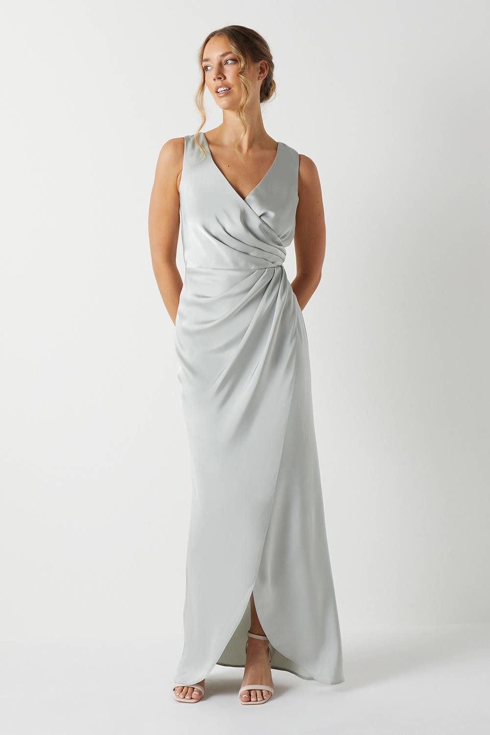 Coast Robe de Demoiselle d'Honneur en Satin avec Détail Taille Froncée