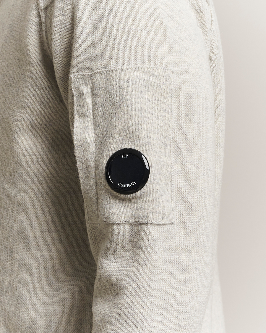 C.P. Company Knitted Lambswool Half-Zip Light Grey