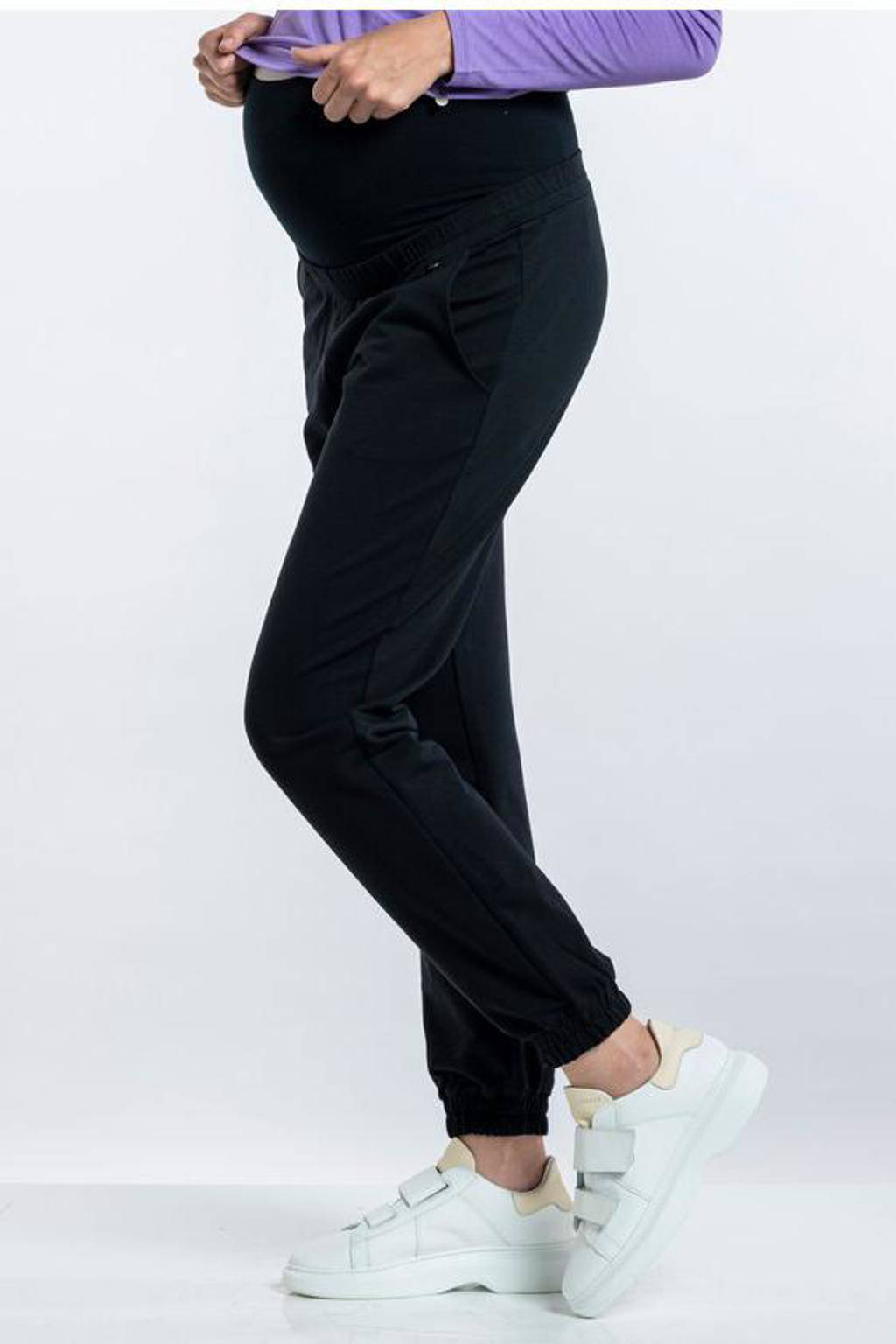LOVE2WAIT low waist regular fit zwangerschapsjoggingbroek zwart