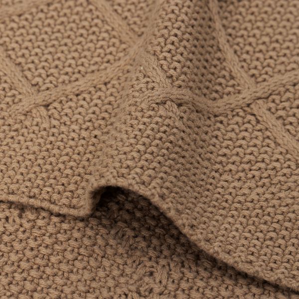Jollein Check Knit Ledikantdeken - 100 x 150 cm - Biscuit
