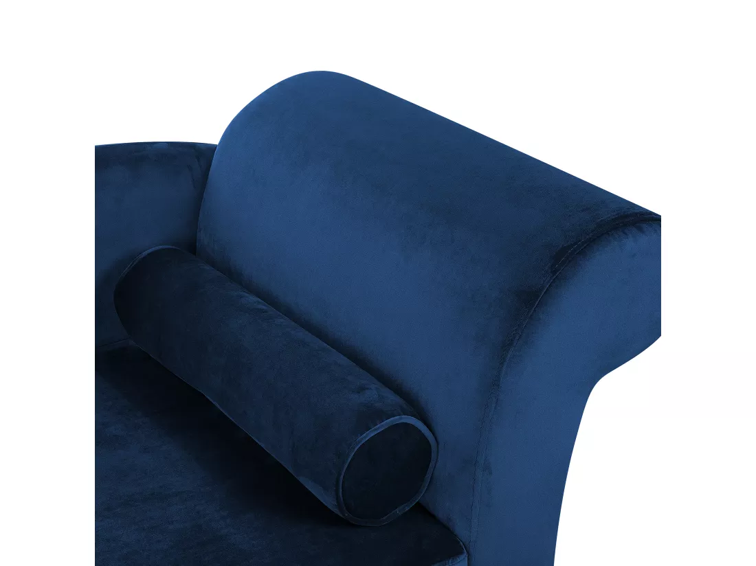 Chaise longue côté droit en velours bleu LUIRO