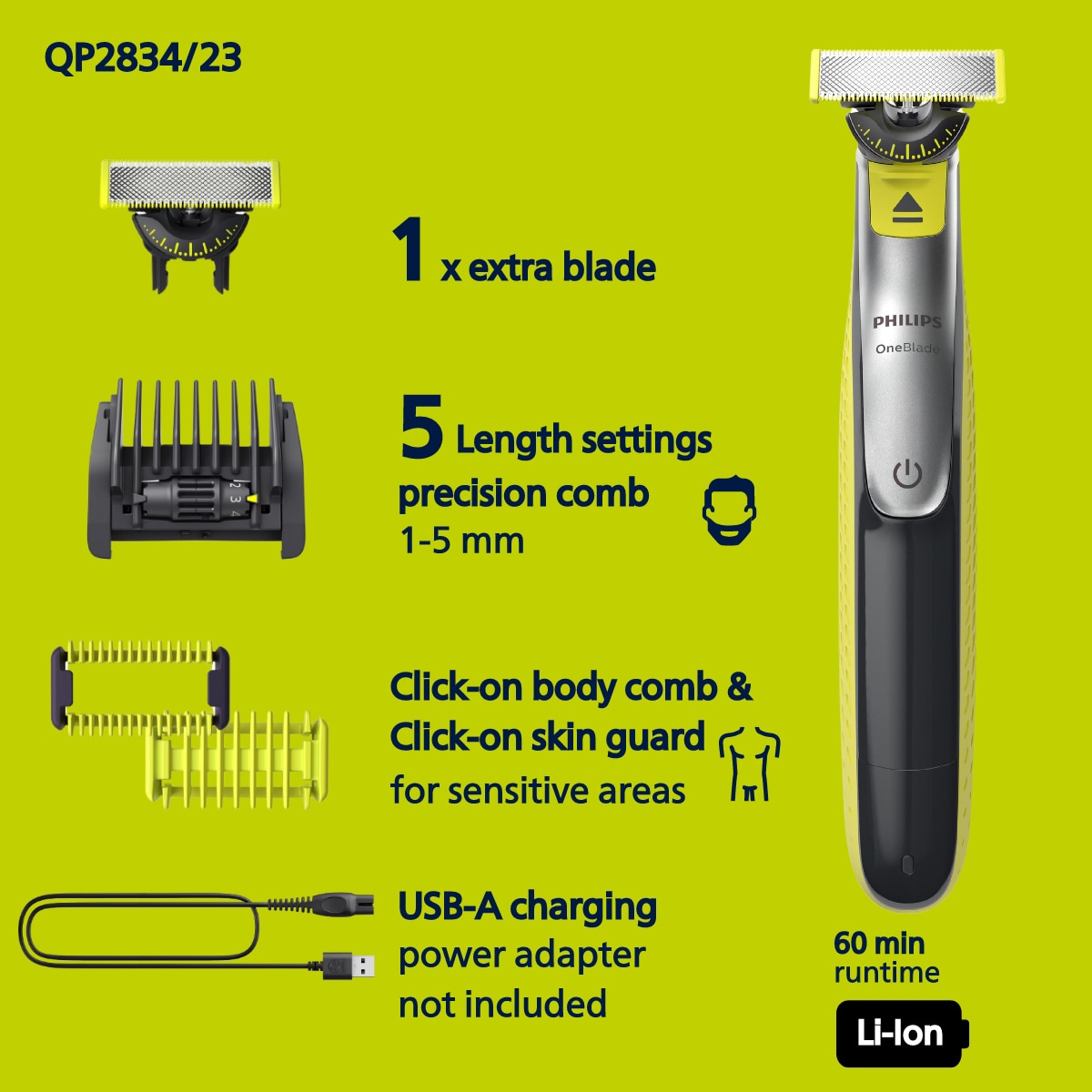 Philips OneBlade 360 skjegg- og kroppstrimmer QP2834/23