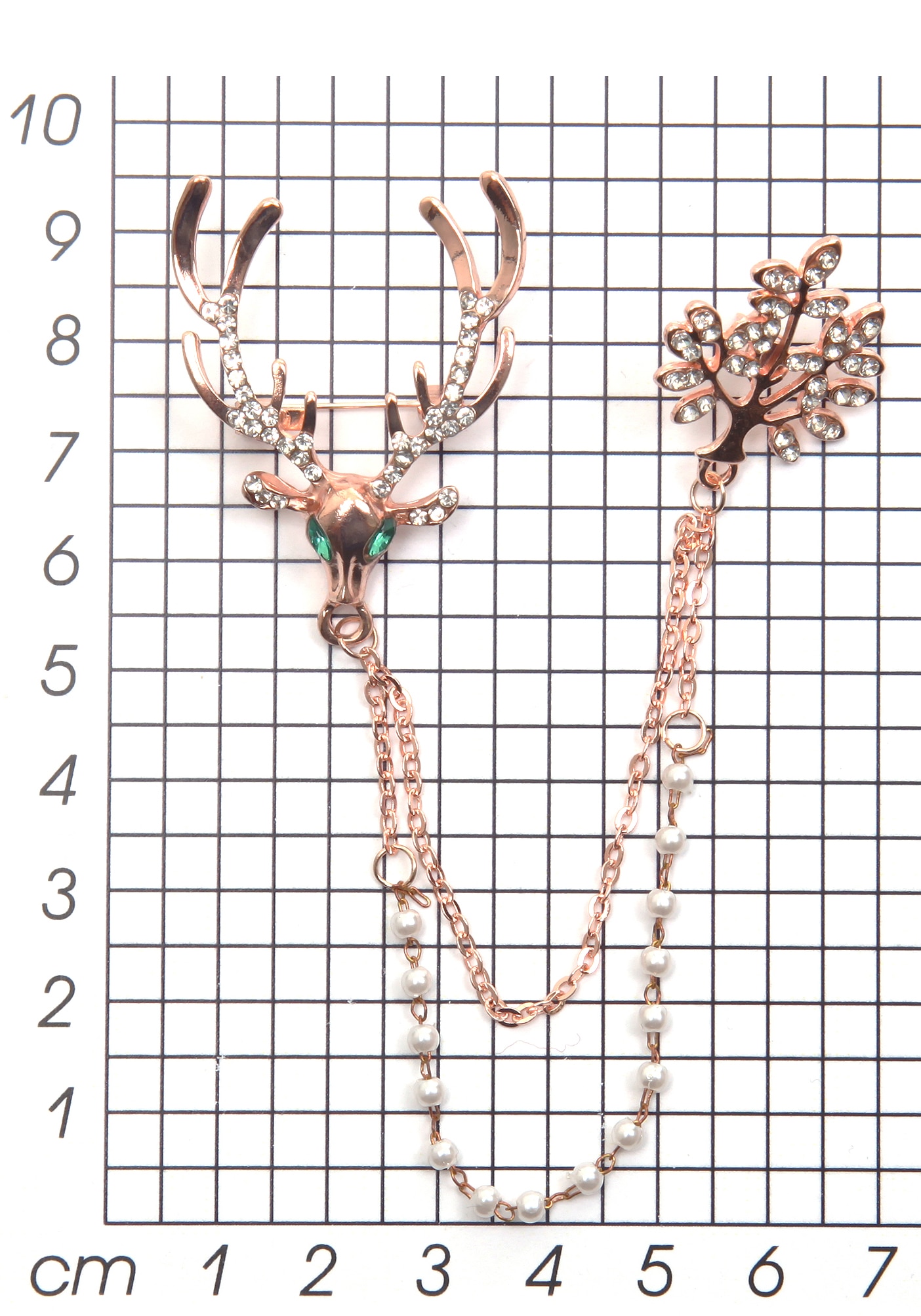 Firetti Brosche »Schmuck Geschenk Ansteckschmuck Gliederkette Perle, Hirsch, Baum« ()  mit Glasstein - mit Acrylperle