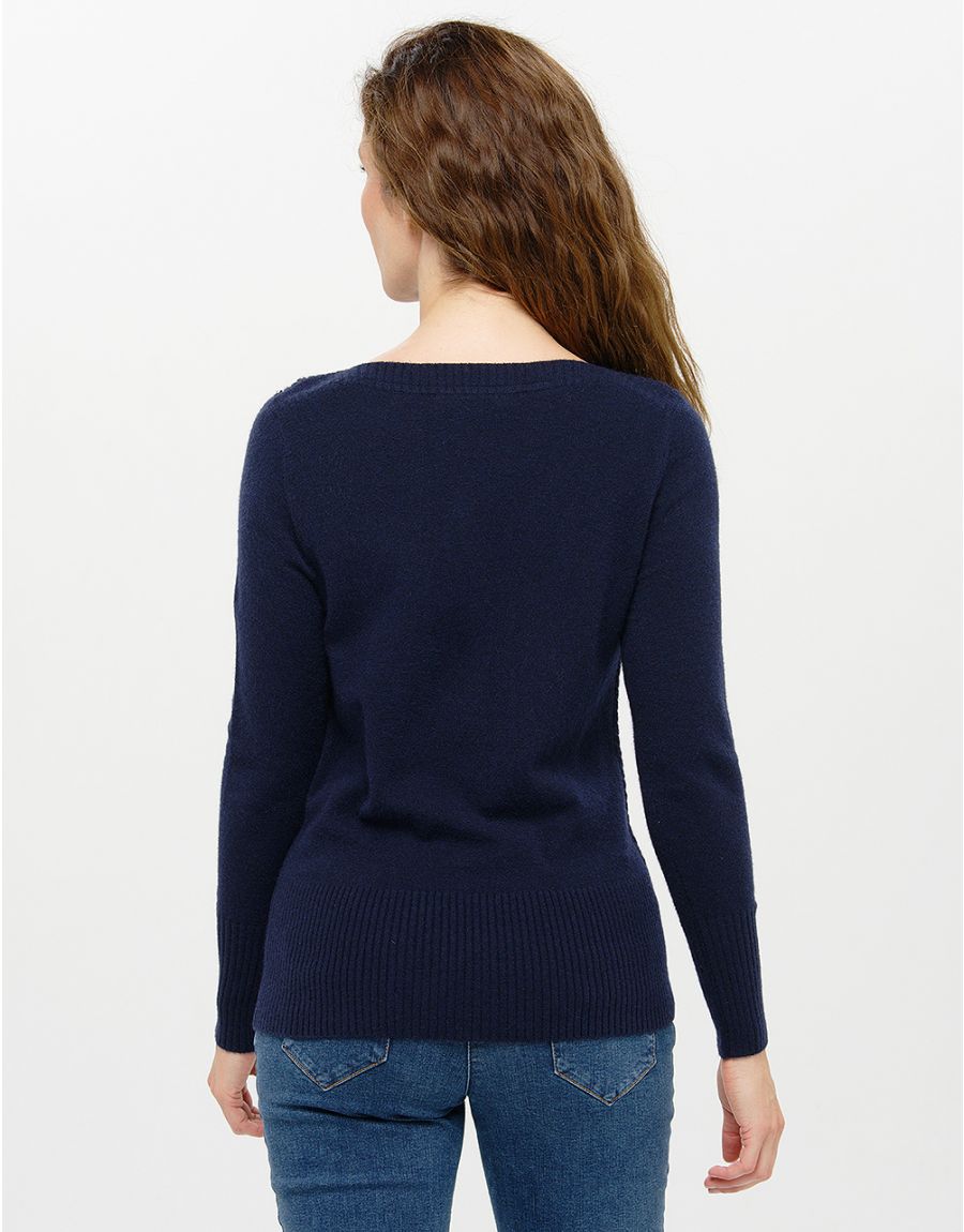 Pull col bateau marine