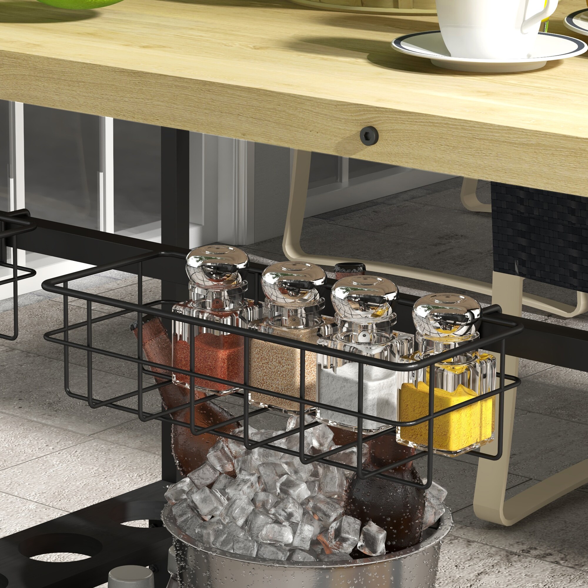 Outsunny Servierwagen mit 2 Ebenen natur 97,5L x 65B x 81H cm