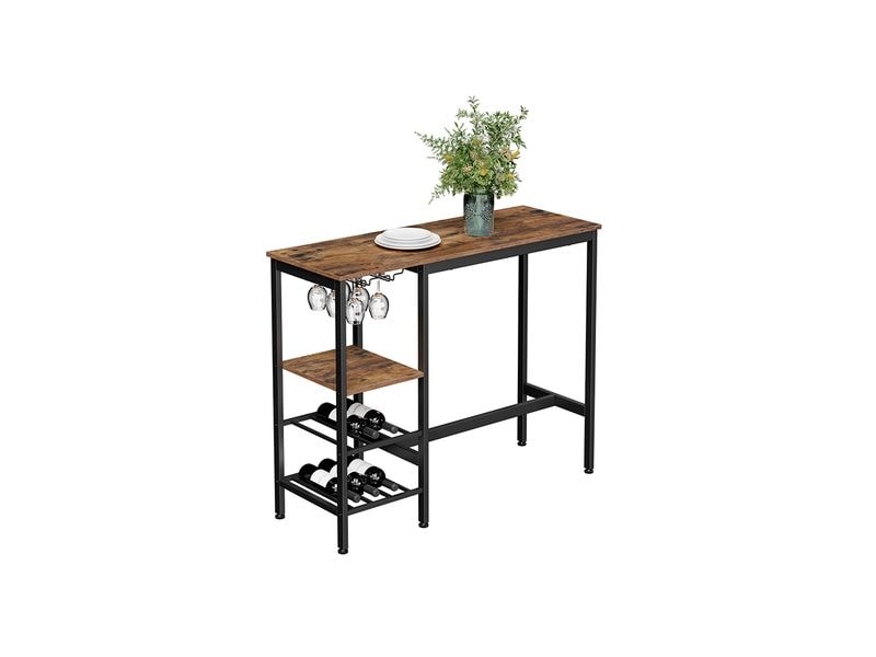 VASAGLE Bartisch Industrial 40 x 90 cm, Braun/Schwarz Bartisch mit Halterungen