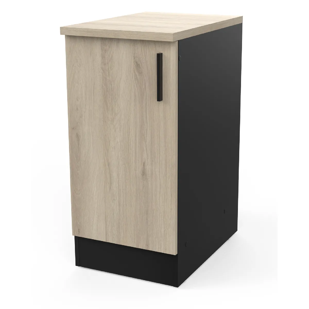 Pegane Meuble Bas Cuisine 1 Porte - Chêne Kronberg Noir