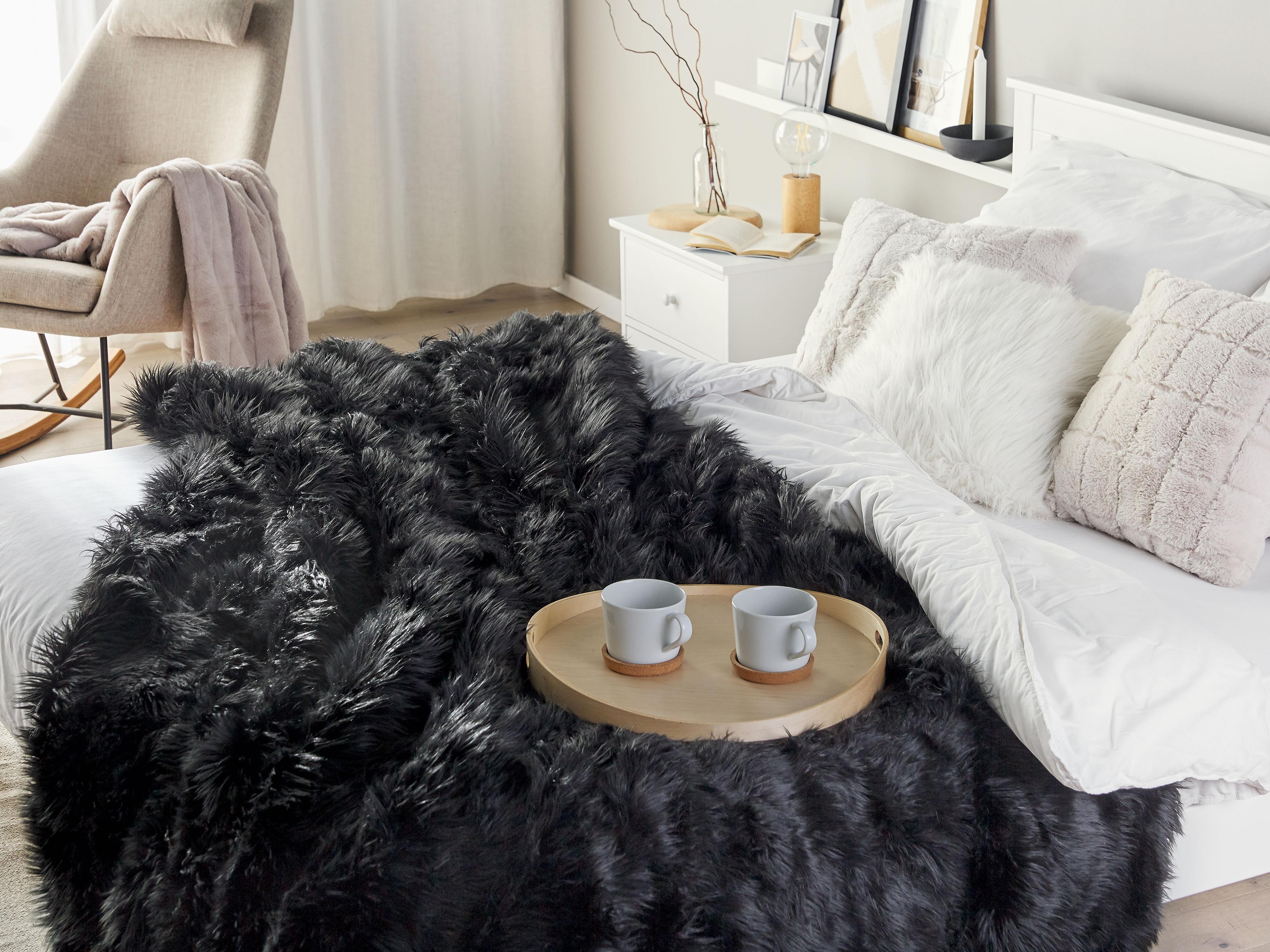 Sprei DELICE Stof 200 x 220 cm Zwart