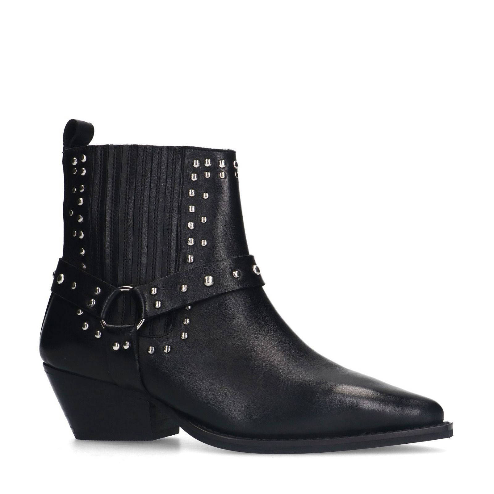Sacha leren cowboylaarzen zwart