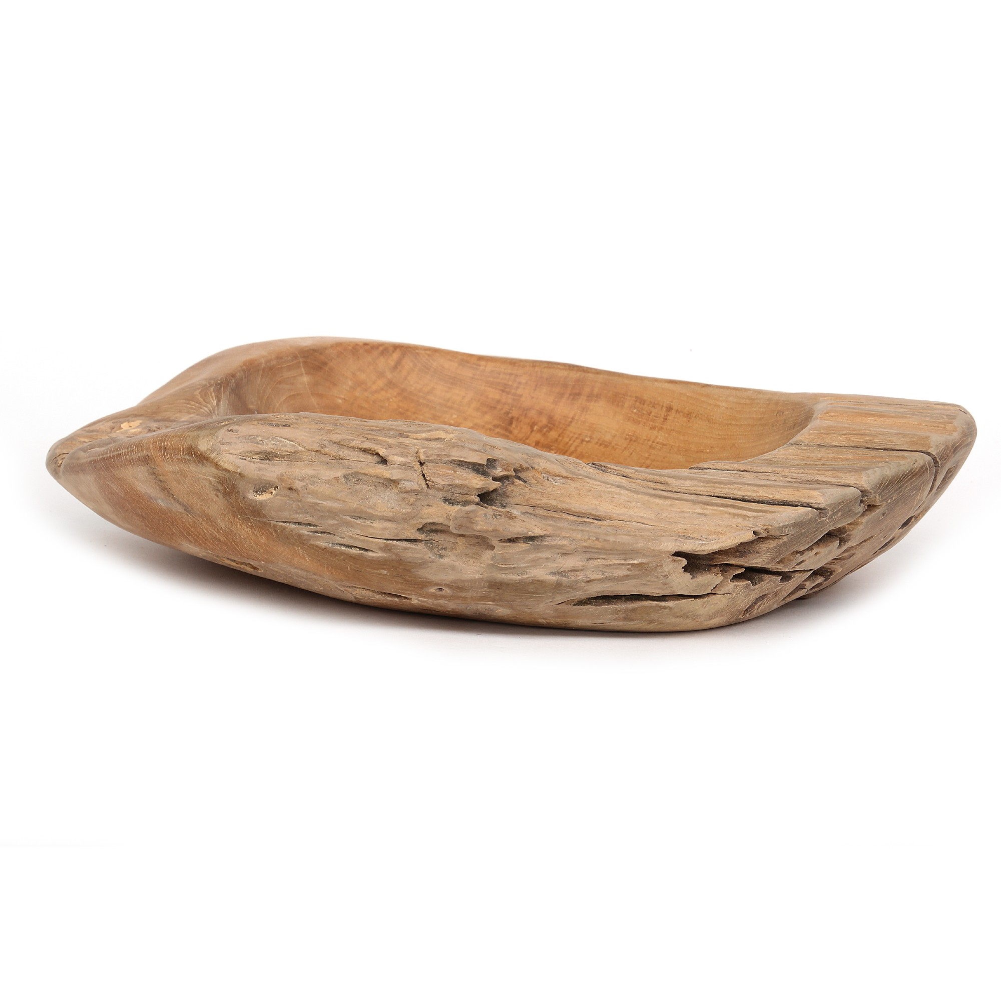 Holzschale aus Restholz, Teak, Ø min. 50 cm, H ca. 10 cm von fischer's lagerhaus