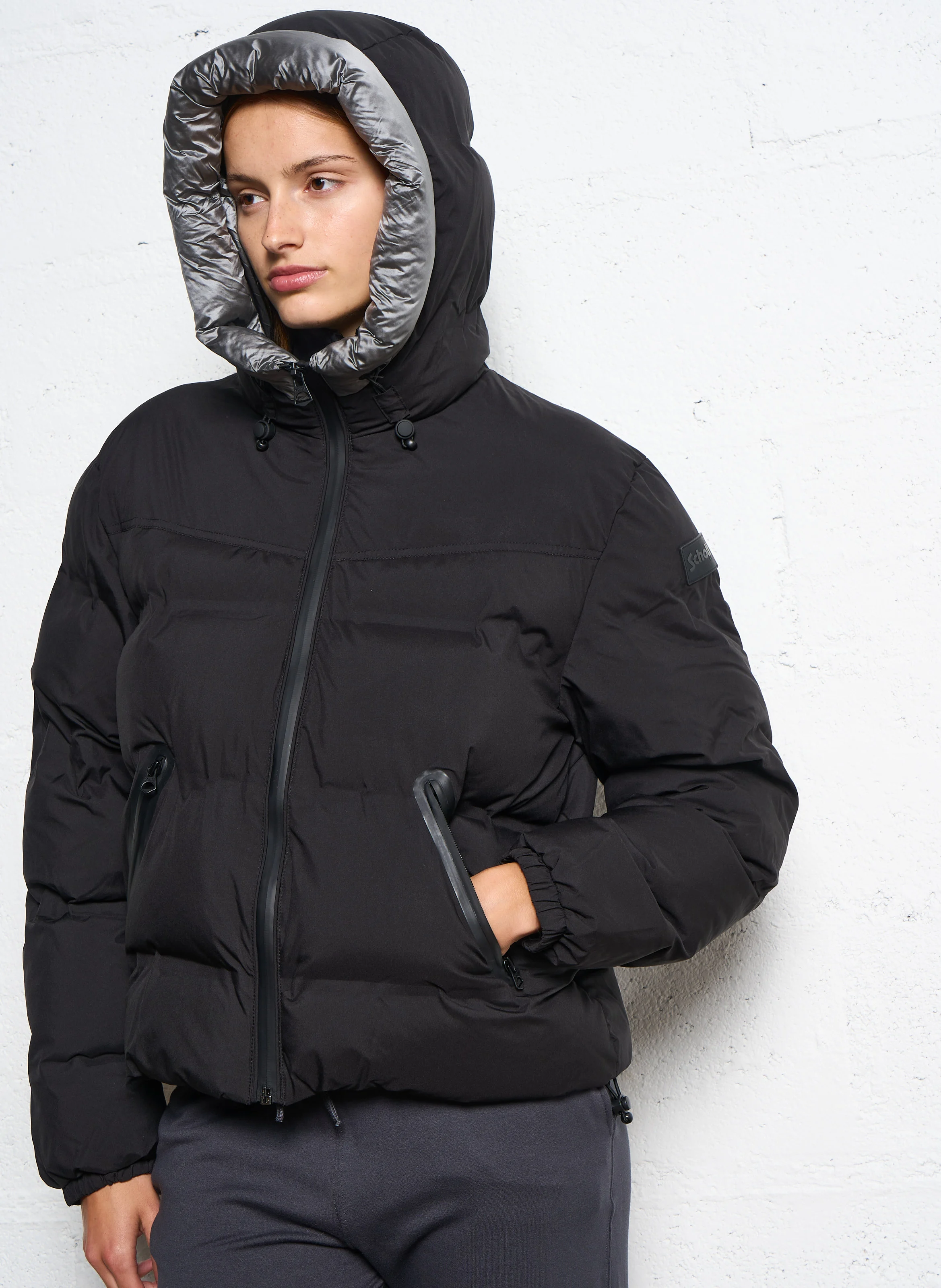 Doudoune zippée à capuche | Noir