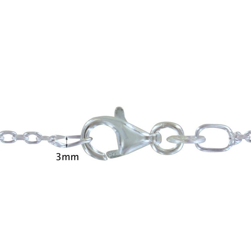 Chaine en Argent Rhodié Maille Forçat 1mm