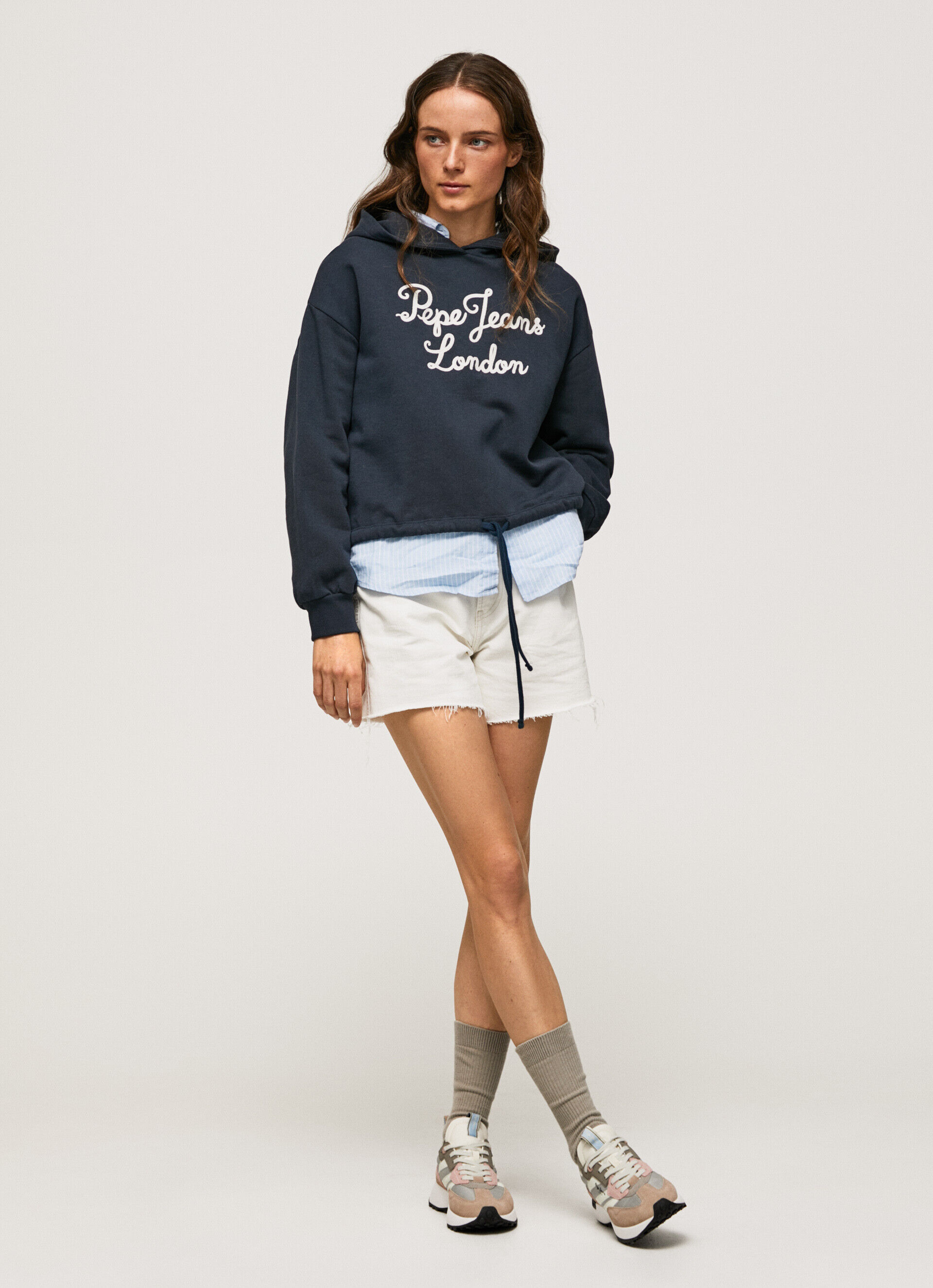 Moletom de algodão com logo bordado - azul dulwich